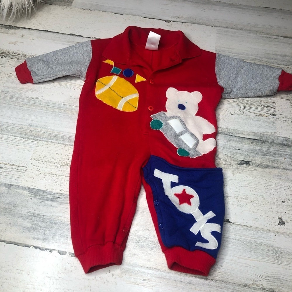 Vintage Romper Outfit Baby size 6/9 months red yellow beat 6 9 month